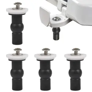 4 Pack Toilet Seat Fixing Screws, Universal Toilet Seat  Kit with Expanding Rubber Top Nuts and  for Top Mounting Toilets Seats Hinges