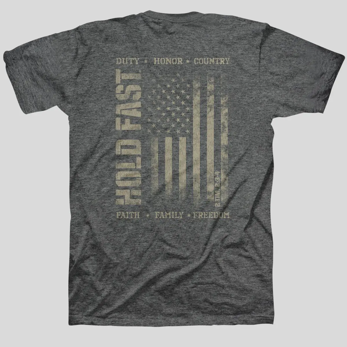 Men's Cotton Blend T-Shirt, Short-Sleeve Top with 'Duty & Honor' American Flag Graphic, Seamless Hem and Tubular Fit