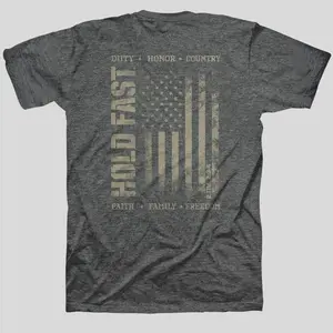 HOLD FAST Mens T-Shirt Duty & Honor Distressed Cotton
