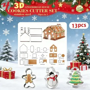 13 Stainless Steel Gingerbread House Biscuit Molds - Assembling Gingerbread Houses with Children not only enhances parent-child interaction, but also creates unique Christmas gifts, making it a thoughtful gift for friends and family