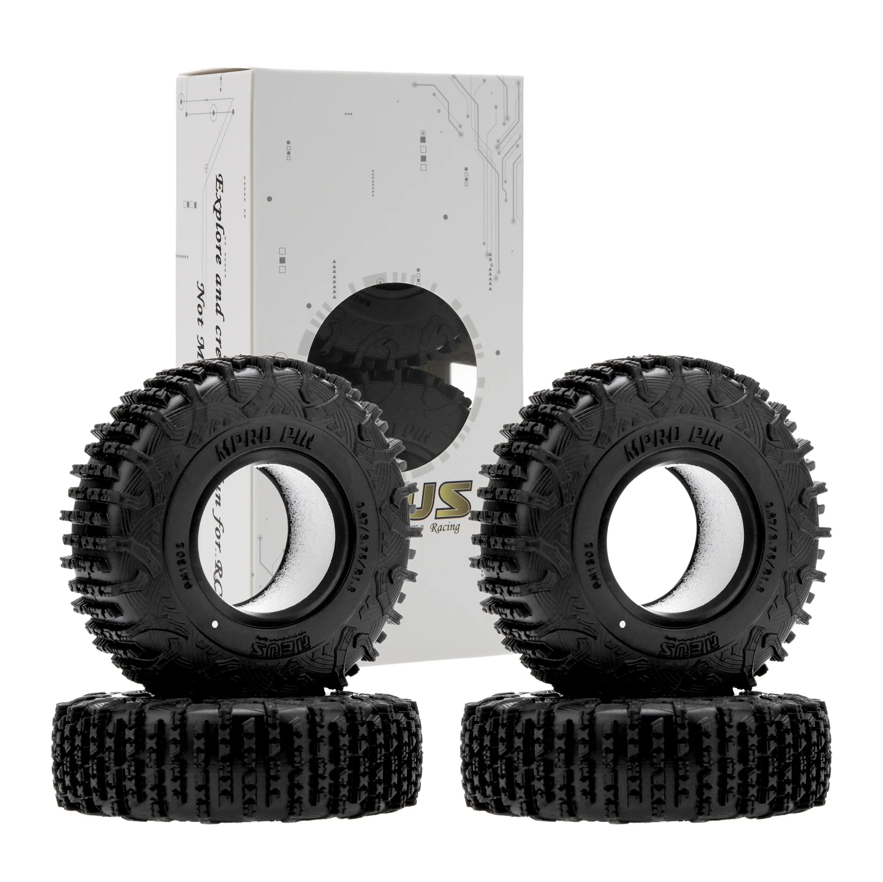 MEUS RACING 1.3 Sticky Pin Tires - MS6 MPRO Model, Excellent Traction for TRX4M SCX24 FCX24 AX24 C10 B17 Deadbolt 1/24 1/18 RC Crawlers, 0.87/2.76/R1.3, #1302