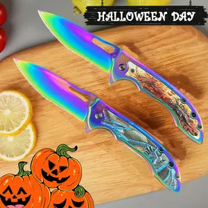 1PC Pocket Knife for Men, Cool Folding Knife With 3D scorpion pattern， Great Gift Edc Knife For Men Outdoor Survival Camping Hiking