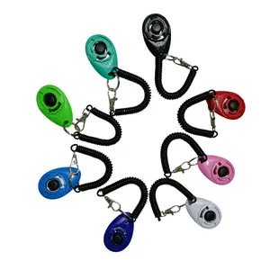 Hot Dog training clicker and oval training device for pets, with rope and black button, easy to use for dog obedience and recall