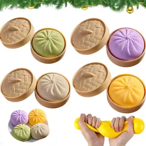 Giant Baozi Squishy Model with Steamer, Steamed Bun Dumpling Squishy Stress Reliever, Soft Low-Rising Dumpling Fidget for Stress Relief, Fun Fidget Model for Adults & Kids, Valentine's Day gift