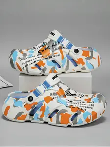 Unisex Color-Print Graffiti Clogs: Toe-Cap Anti-Slip, Dual-Wear Sandals Beach Shoes Walking Shoes