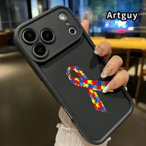 Phone Case for iPhone 17 Pro Max 16 Plus 15 14 13 12 11 Air E Autism awareness ribbon Drop Protection Shockproof Soft Silicone smartphone Cover