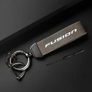 Car Keychain, PU Leather Car Keychain, Stylish Keychain, Simple Design Car Interior Decoration Accessories for Ford Fusion