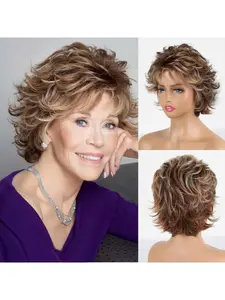 Short Bob Wig with Bangs, Synthetic Hair Wigs, Natural Highlight, Easy to Style, Perfect for Daily Wear and Parties, Ideal Gift for Women