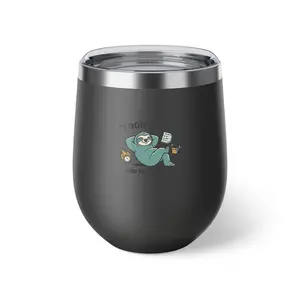 Relaxing Sloth with Coffee and Book 12oz Copper Vacuum Insulated Cup