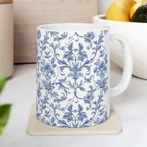 Subtle F*cK Trump Chinoiserie Ceramic Mug, Subtle F*ck Trump, Blue Floral Coffee Cup, FDT Gift, Feminist Tea Mug, Trump Sucks Satire Mug