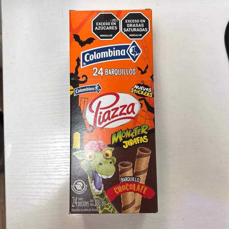 CAJA DE PIAZZA BARQUILLOS CHOCOLATE X 24 UNDS