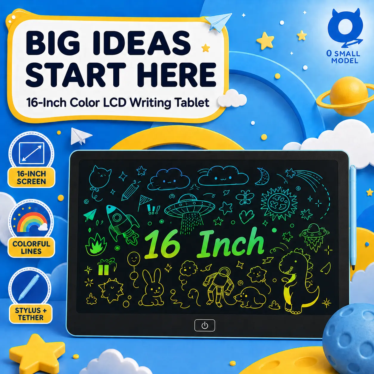 16-Inch LCD Screen Writing Tablet for Kids - Colorful Doodle Board , Large Drawing Pad for KIids, Kids Drawing Tablet, Educational Learning Toy, Creative Birthday Gift for 3+ Years Old Boys & Girls,