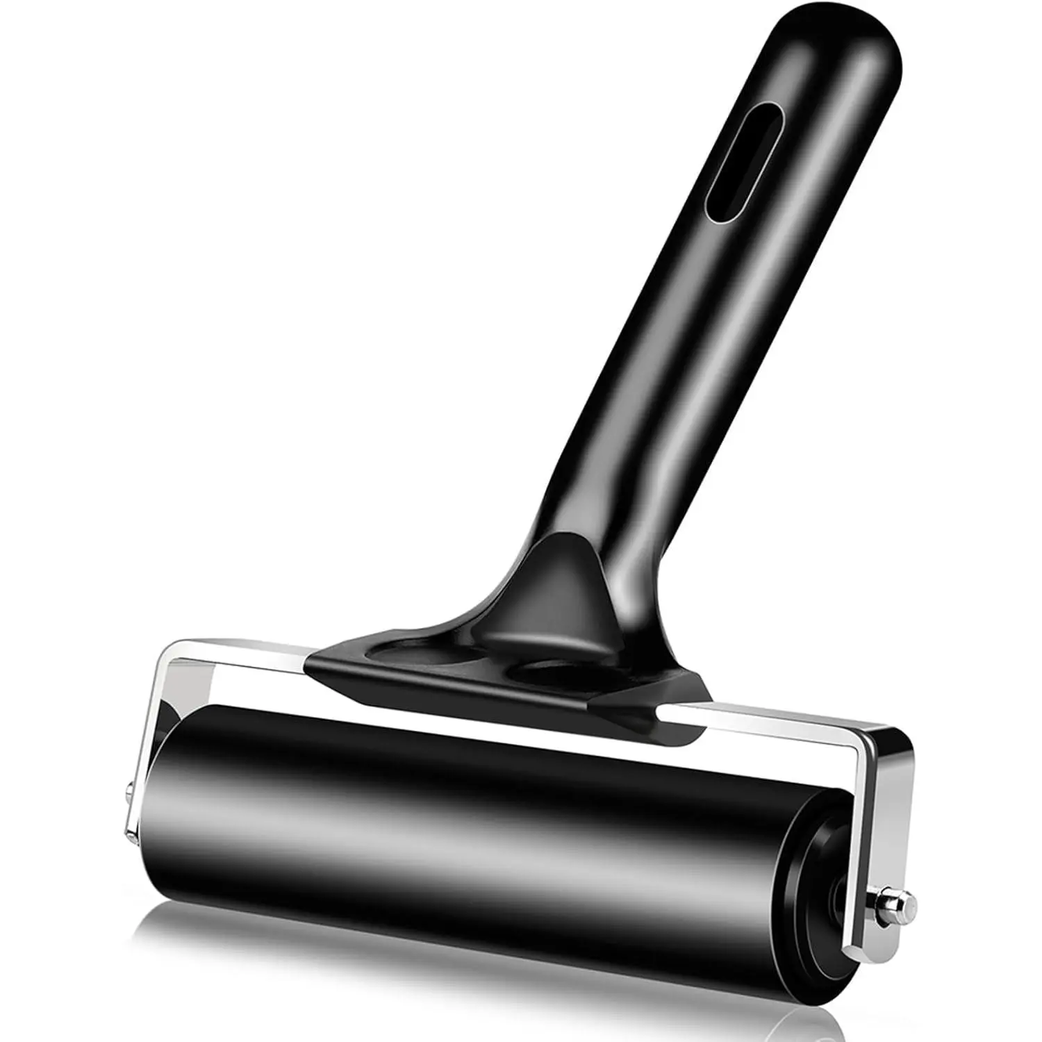 4 Inch Rubber Roller Brayer Rollers for Crafting, Hard Rubber Rollers for Printmaking, Printing, Gluing and Stamping Tools, Boat Flooring & Wallpaper (Original Version, Black)