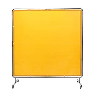 VEVOR Welding Screen with Frame, 6' x 6' Welding Curtain Screen, Flame-Resistant Vinyl Welding Protection Screen on 4 Swivel Wheel (2 Lockable), Moveable & Professional for Workshop/Industrial, Yellow