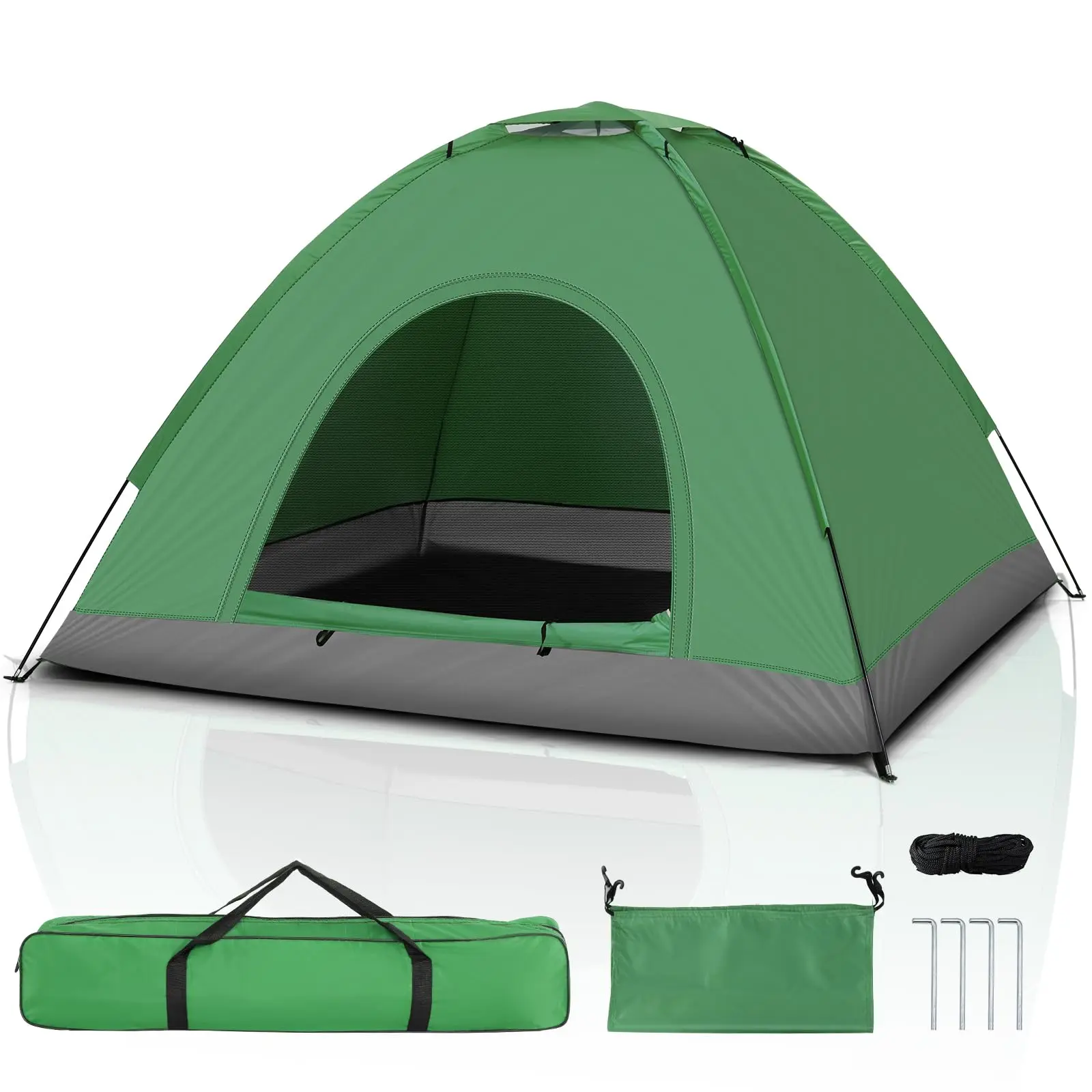 3-4 Person Pop Up Dome Tent, Lightweight and Waterproof Polyester Hiking Gear, Unisex Shelter for Outdoor Trips with Compact Carry Bag, Dome Shape, Polyester Shell, Roomy Space, 3-4 People, Moisture-Proof, 3.3 Lbs / 1.5Kg, Foldable, Sleeps 3-4