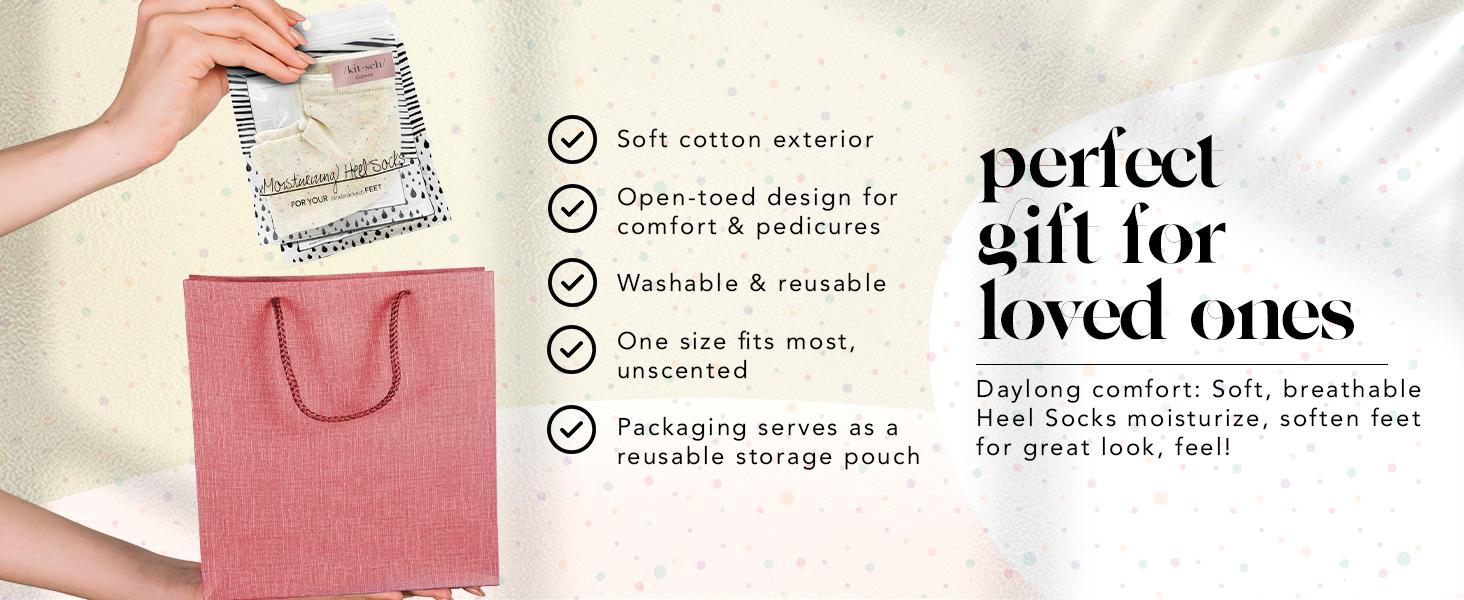 Kitsch Moisturizing Socks – Insulated Gel for Dry, Cracked Heels, Spa & Sleep Socks for Overnight Repair, Reusable Pair for Women & Men