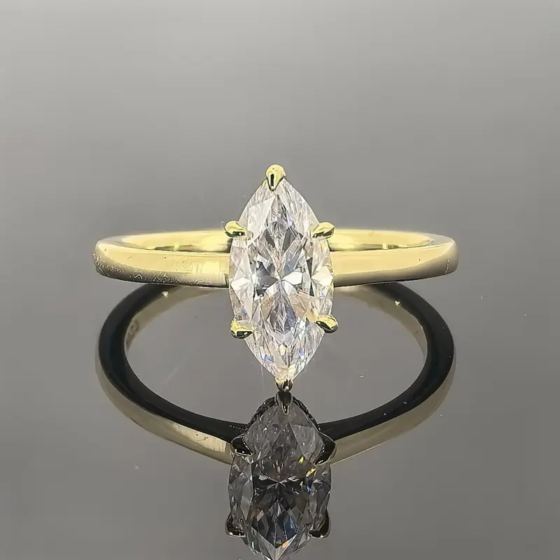 1-7ct Marquise cut diamond moissiniate sterling silver 14k gold plated engagement ring