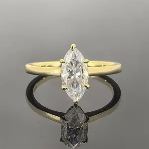 1-7ct Marquise cut diamond moissiniate sterling silver 14k gold plated engagement ring