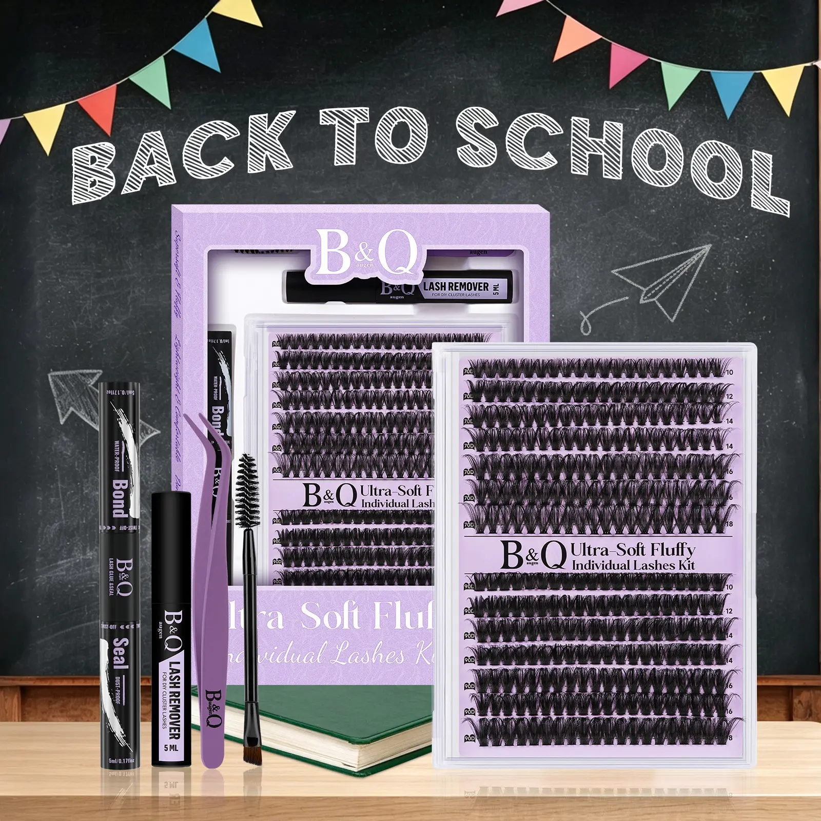 70D+90D Kit l B&Q 280pcs Ultra-Soft Wispy Mega Volume Lashes,D-Curl,Lash Bond & Seal for DIY Individual Lash Extension,Waterproof Long Lasting Makeup Comestic Salon-Look #tiktokshopbacktoschool