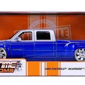 Jada 1:24 1999 Chevrolet Silverado Dually Custom KMC Wheels – Two Tone Blue with Silver – Just Trucks –