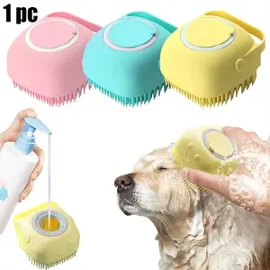 2-in-1 Pet Bath Brush with Shampoo Dispenser, Soft Silicone Dog Grooming Brush, Gentle Massage Bath Brush for Dogs & Cats, Pet Bathing Tool for Short & Long Hair Pets, Grooming Supplies – Easy to Clean & Use