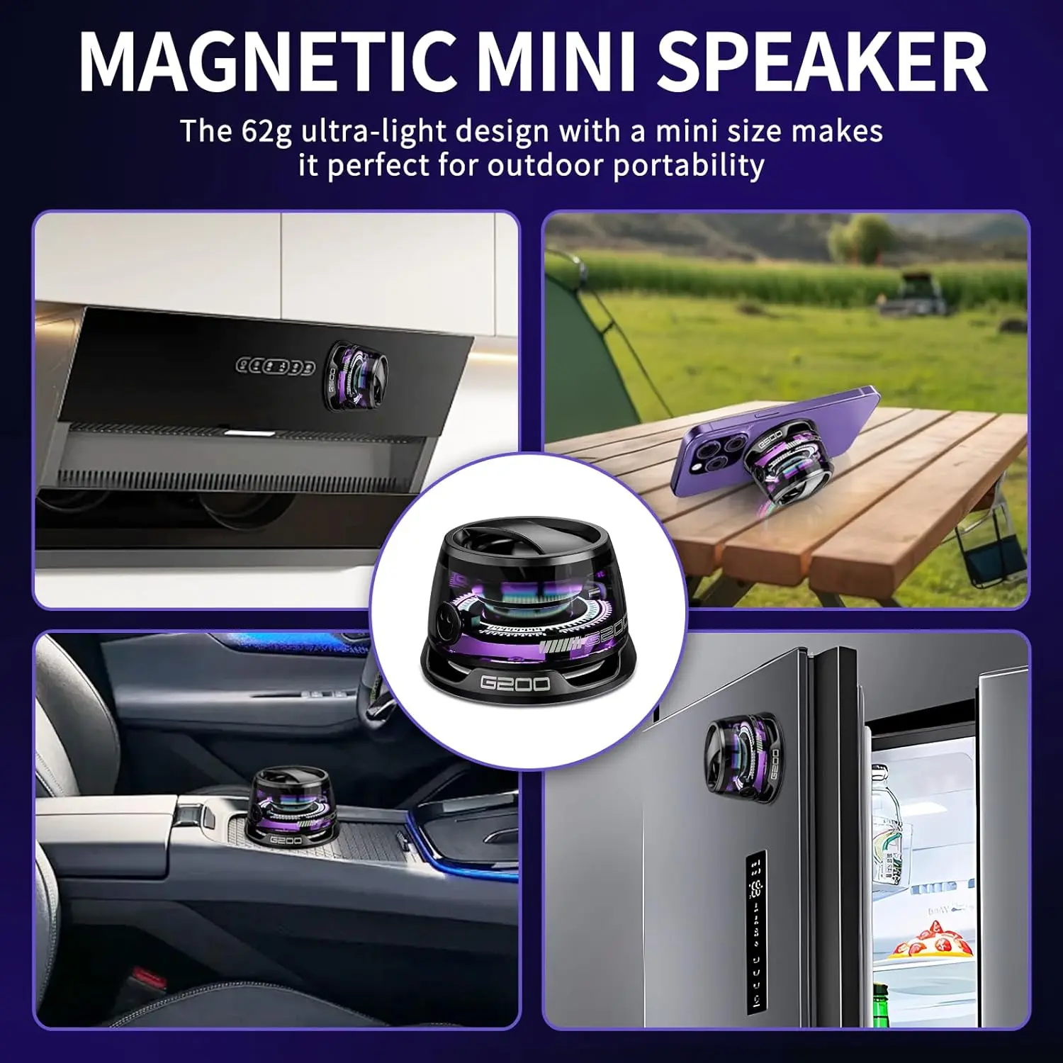 4 Pack Magnetic Bluetooth Speaker G200 - Portable Mini Bluetooth ...