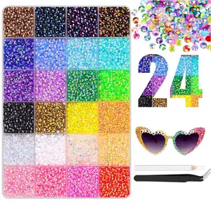 DIY Flatback Jelly Rhinestones Kit for Bedazzled 24000-30000pcs Multicolor Resin Gems 3/4mm Sparkle Bedazzling Kit with Craft for Nail and Creative DIY Decoration