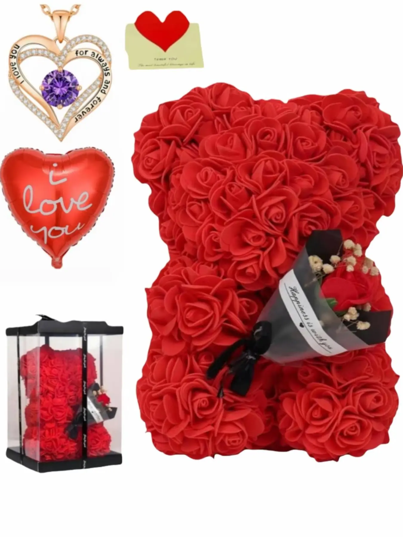 Handmade Romantic Anniversary Gift, Bridal Gift, Wedding Party Decoration, Eternal Love Rose Teddy Bear, Perfect for Couples, Valentine's Day, Birthday, Christmas, Ideal For Gifting, Enduring Love