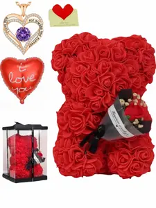 Handmade Romantic Anniversary Gift, Wedding Party Decoration, Eternal Love Rose Teddy Bear, Perfect for Couples, Valentine's Day, Birthday, Christmas, Enduring Love