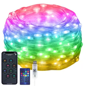 Smart Fairy String Lights, 33ft 100 LED - APP & Remote, USB Powered, IP65, Outdoor Indoor, music sync,12 Modes, Multicolor Deco for Christmas Bedroom Parties Outdoor Camping