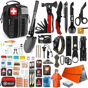 Survival First Aid Kit, 190 Pcs Survival Gear and Medical Supplies, Military IFAK EMT Molle Tactical Pouch for Outdoor, Camping, Hiking, Car, Vehicles and More
