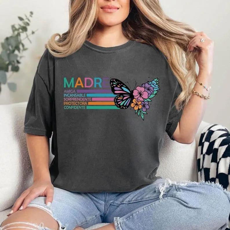 Madre Butterfly Latina Mama Shirt, Madre Definition Shirts, Floral Spanish Mother Tee, Butterfly Shirt, Latin Culture Mom Shirt
