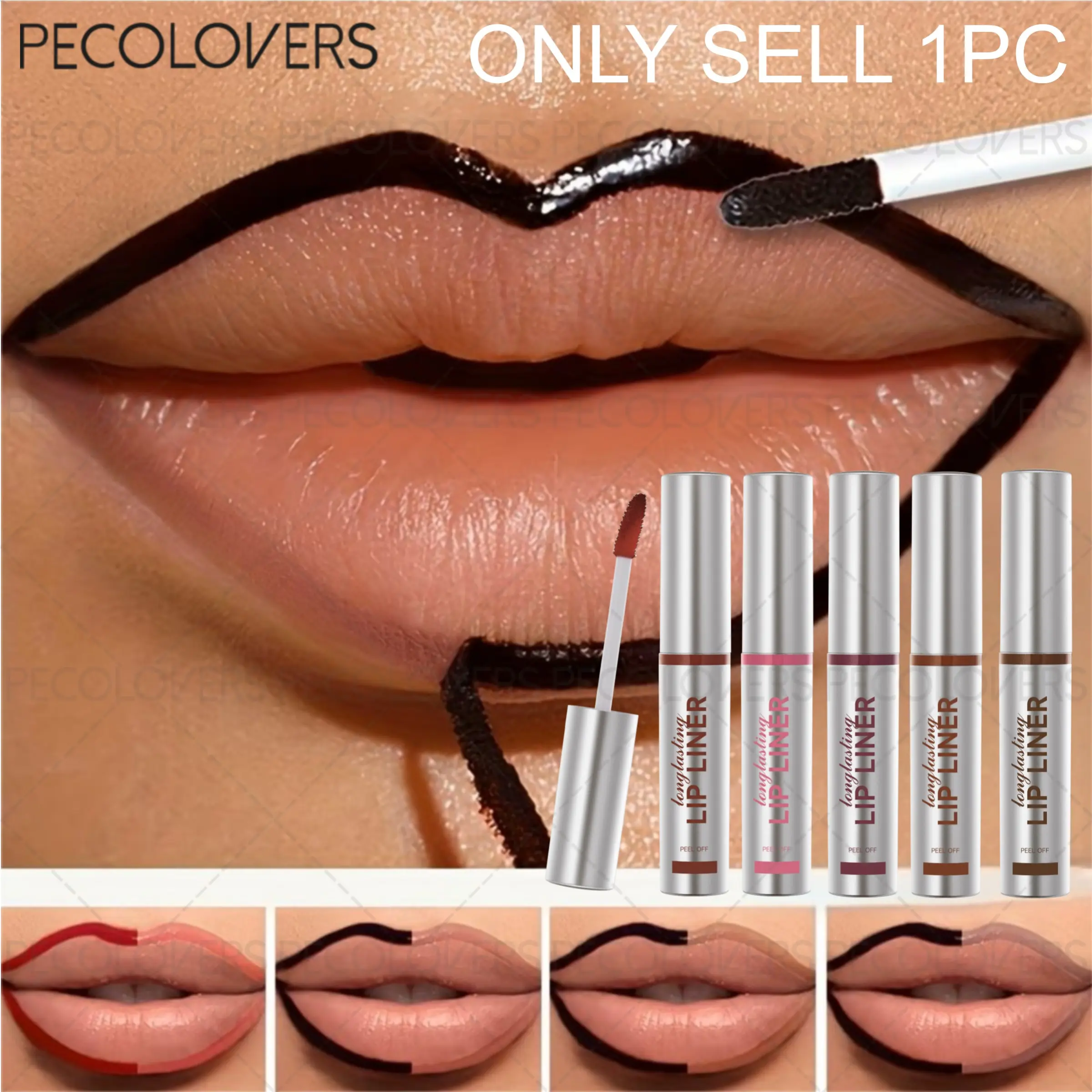 1pc Multi-Shade Peel-Off Lip Stain Stick, Smudge-Resistant Matte Long-Lasting, All-in-One Liner & Tint Lip Liner Singles Stains, For Concert, Travel & Ceremony Makeup, Lip Care Color All Day Lipliner