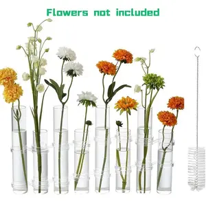 Glass Test Tube Flower Vase Kit, Glass Flower Arrangement Vase with Hooks & Brush, Garden Supplies for Home Garden Decoration, Diy Flower Vase