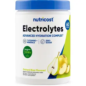 Nutricost Electrolytes Complex Powder (Orchard Blast) 60 Servings - Advanced Hydration Complex, 7 Vitamins + Minerals, Zero Sugar, Sweetened with Stevia, Gluten-Free, GMO-Free