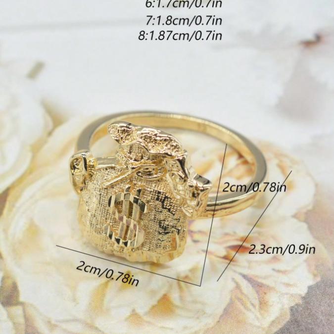 Men’s Money Bag Statement Ring – Punk Style Lucky Wealth Ring, Stainless Steel Bold Jewelry