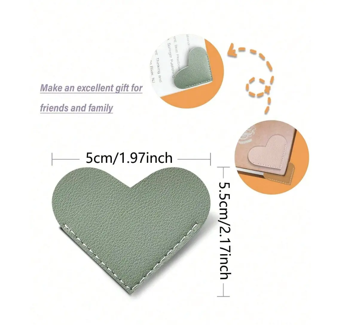 6-Piece Cute Heart-Shaped Corner Book Accessory Stationery Bundle - Office Supplies Kit with Random Decorative Bookmark, Adhesive Gift Markers, Alphabet Stickers, Booklet Stamps for Fantasy Readers to Add Personal Touch