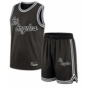 Men's Basketball Jersey Set, Breathable Round Neck Sportswear, Sleeveless Training Uniform, Stylish "Los Angeles" Design, Athletic Apparel for Basketball, Gym, Running, Outdoor Training, Comfortable & Versatile for All Seasons
