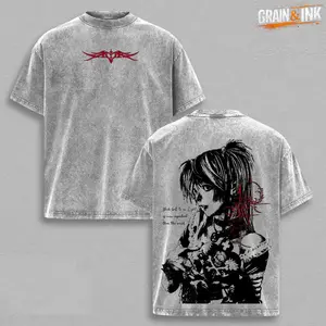Misa Amane Death Note Unisex couple T-shirt, Vintage Washed Gothic Anime Graphic Tee, Dark Aesthetic Oversized Shirt, Unisex Streetwear