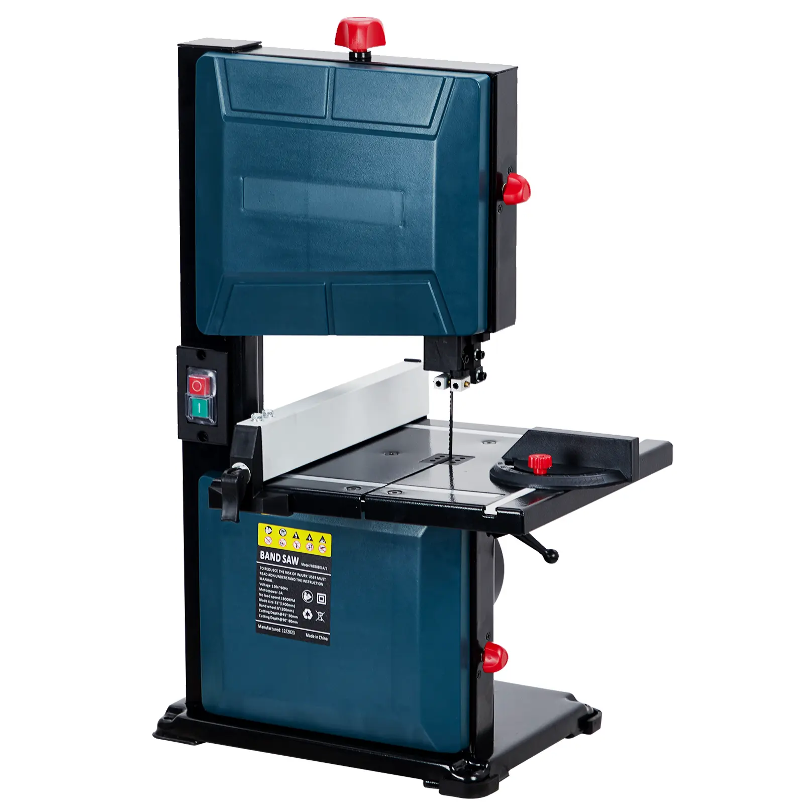8-Inch Bandsaw, 1800FPM Benchtop Bandsaw with Removable Safty Key, 0-45 Tilting Range, 3-Amp Saw For Cutting Wood with Fence and Miter Gauge, Band Saws for Woodwork