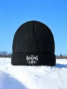 No Boxing No Life Printed Black Knit Beanie Hat Knitted Hat Winter Outdoor Sports Warm Headwear for Boxing Enthusiasts Fitness Lovers Streetwear Casual Unisex Use Ideal Christmas Holiday Gift for Boxing Fans and Athletes