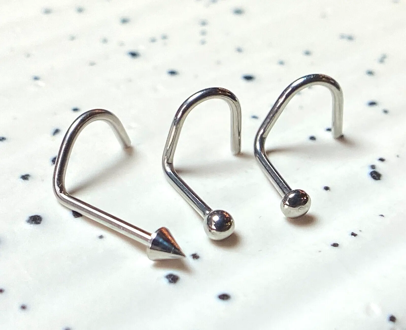 1pc Surgical Steel Nose Ring Screw - 20g or 18g, choose dome / ball / spike end