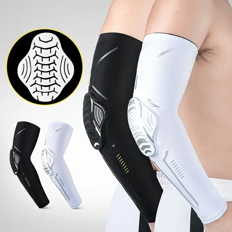 Padded Compression Elbow Sleeve, Breathable Solid Color Polyester Brace for Basketball, Mountaineering & Sports, Breathable Compression Sleeves, Sports Arm Sleeves