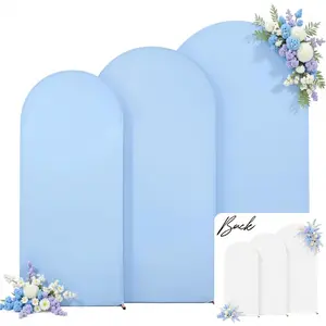 White and Blue Arch Backdrop Cover 7.2FT 6.6FT 6FT Arch Covers Stretchy Backdrop Set of 3, Wedding Arch Cover Spandex Fitted-Color Arch Covers for Baby Shower Birthday Decoration