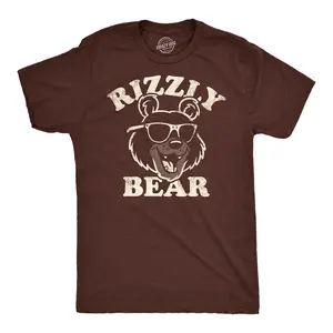 Mens Funny T Shirts Rizzly Bear Sarcastic Graphic Tee for Men Mens Funny T Shirts Cool Vintage Fashion T-Shirt Gift Classic Menswear Sarcastic Apparel for Men Funny Animal Short Sleeve Novelty Tees for Guys Brown -