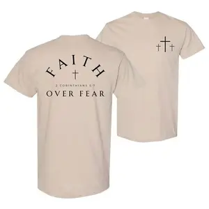 Faith Over Fear Shirt - Bible Verse 2 Corinthians 5:7 With Cross Graphic, Christian Apparel For Believers, Short Sleeve Tee, God Shirt, God Apparel, Apparel Made In The USA, Father's Day Shirt, Gym Shirt men-men's shirt-gift for him
