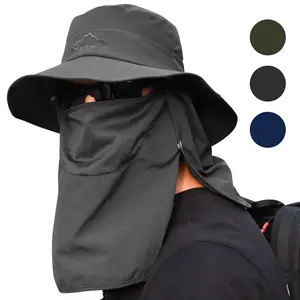 Fishing Hat for Men & Women, UPF 50+ Outdoor UV Sun Protection Wide Brim Hat with Face Cover & Neck Flap