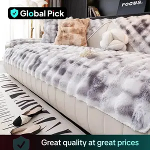 Tie Dye Fluffy Sofa Cover, 1 Count Non-slip Sofa Mat, Soft Comfortable Sofa Cushion Cover, Couch Covers, Pillowcase without Filler, Sofa Protector for Home Living Room Bedroom