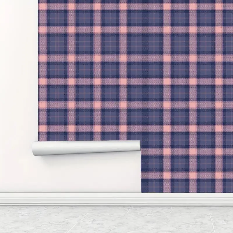 Vintage Tartan Plaid Pattern Wallpaper, Waterproof Self-adhesive Wallpaper, Removable Wall Sticker for Home Living Room Kitchen Bedroom Dormitory