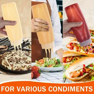 Set of 3 BPA Free Squeeze Plastic Bottles for Soy Sauce, Condiments and Oil, Leak Proof Design with Measurement Marks, Perfect for Kitchen and Barbecues